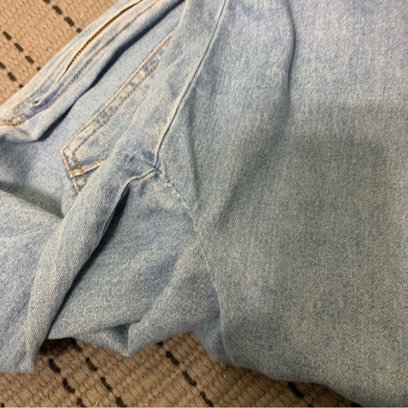 VINTAGE 90's High Waisted Blue Light Wash Cropped Jeans Wide Leg Side Zip Sz 10 - Picture 14 of 16
